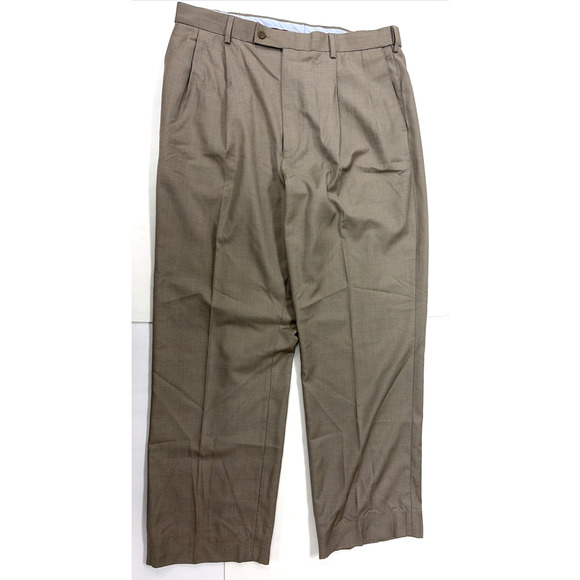 Louis Raphael Rosso Hidden Flex Mens Pants Size 36 x 32 Khaki Dress Pant - Picture 1 of 7